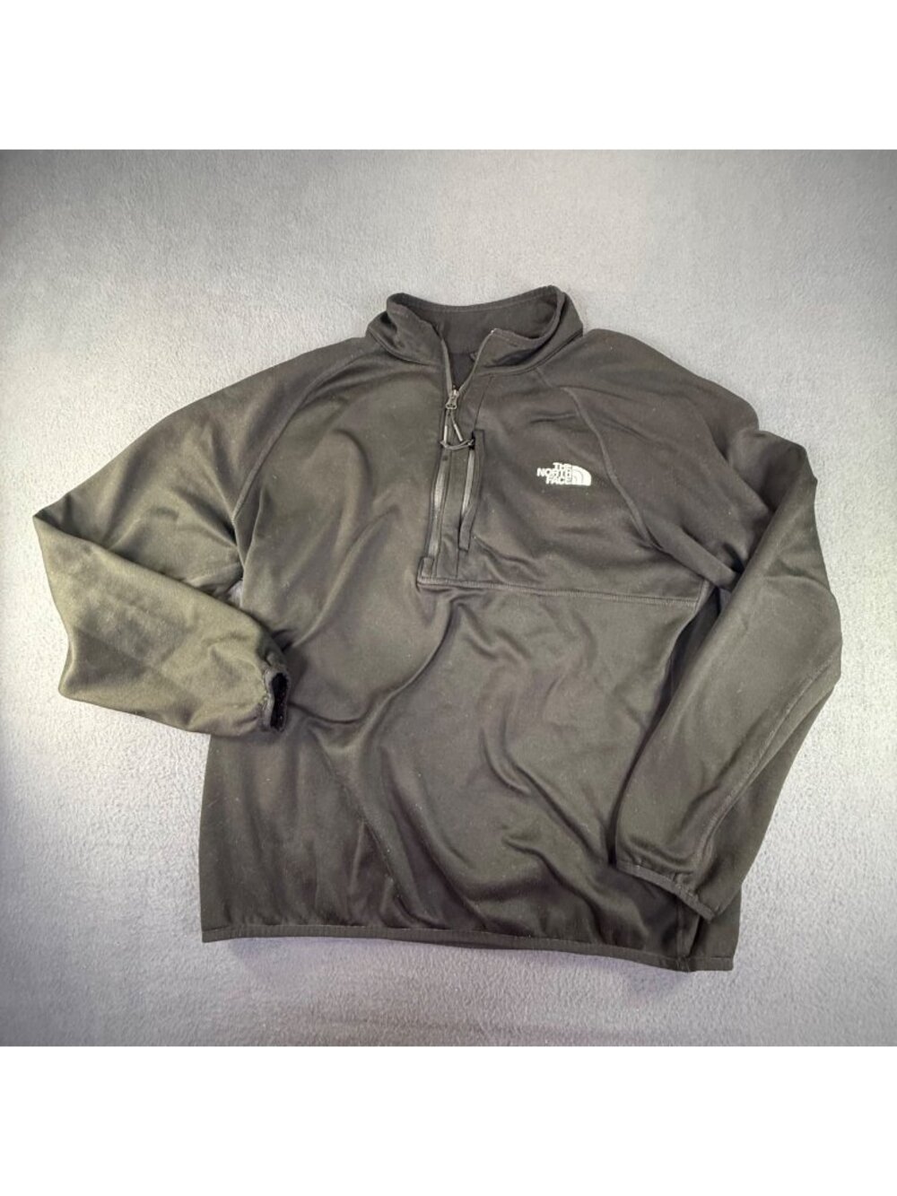 The North Face Mens Sz Large 1/4 Zip Black Pocket Pullover